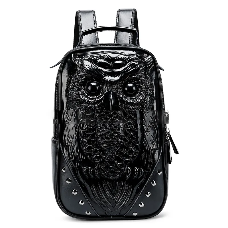 Woowooh Embossed 3D Owl Leather Backpack