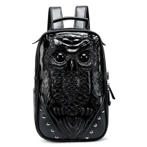 Woowooh Embossed 3D Owl Leather Backpack