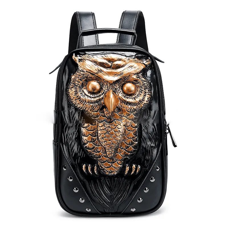 Woowooh Embossed 3D Owl Leather Backpack