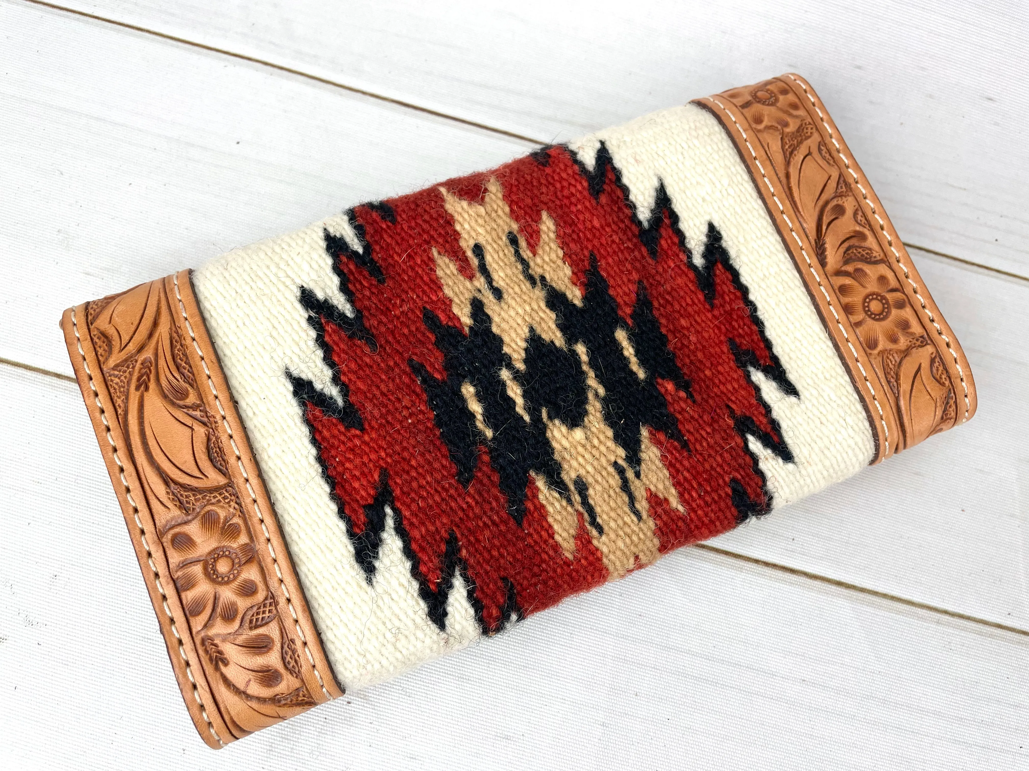 Woven Wool & Leather Snap Wallets
