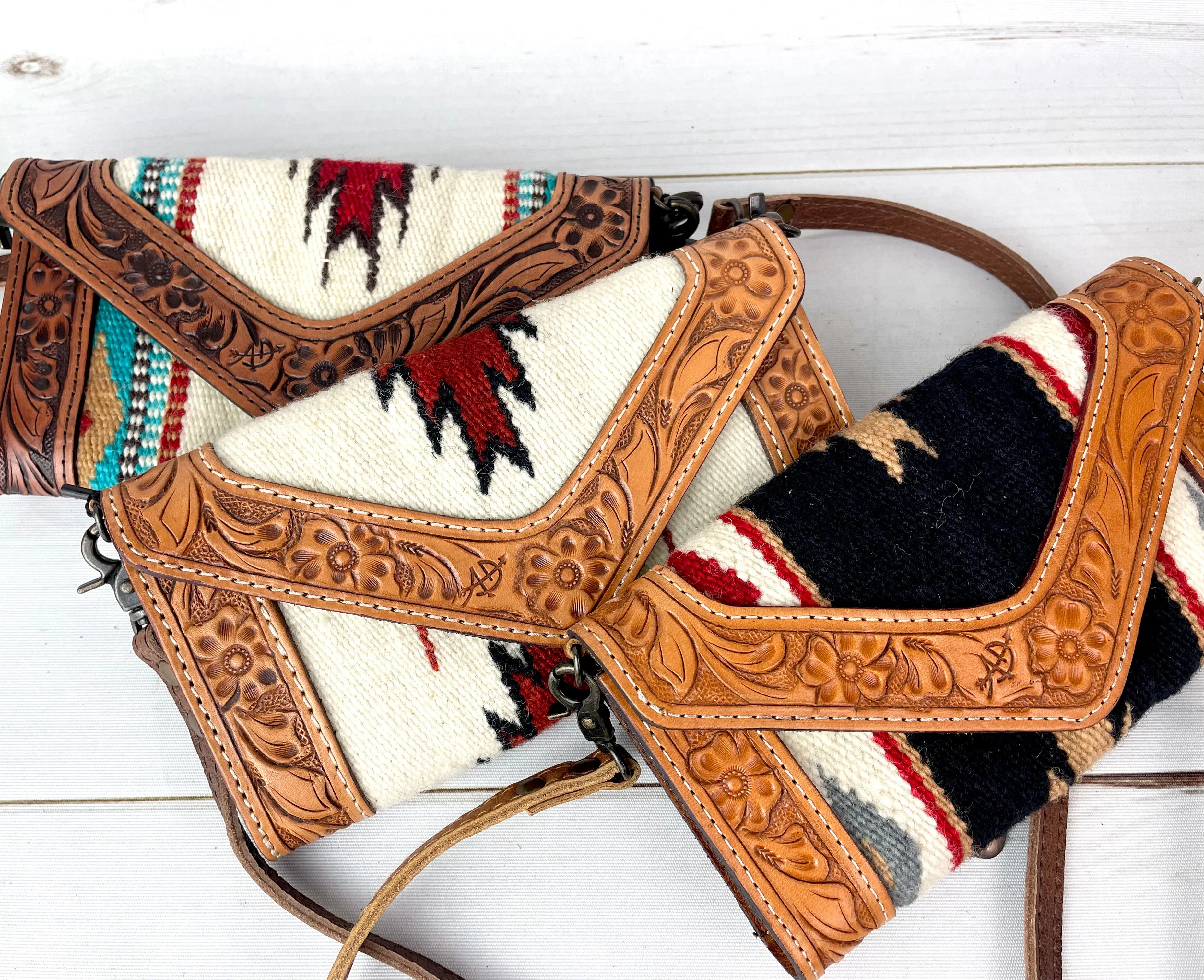 Woven Wool & Leather Snap Wallets