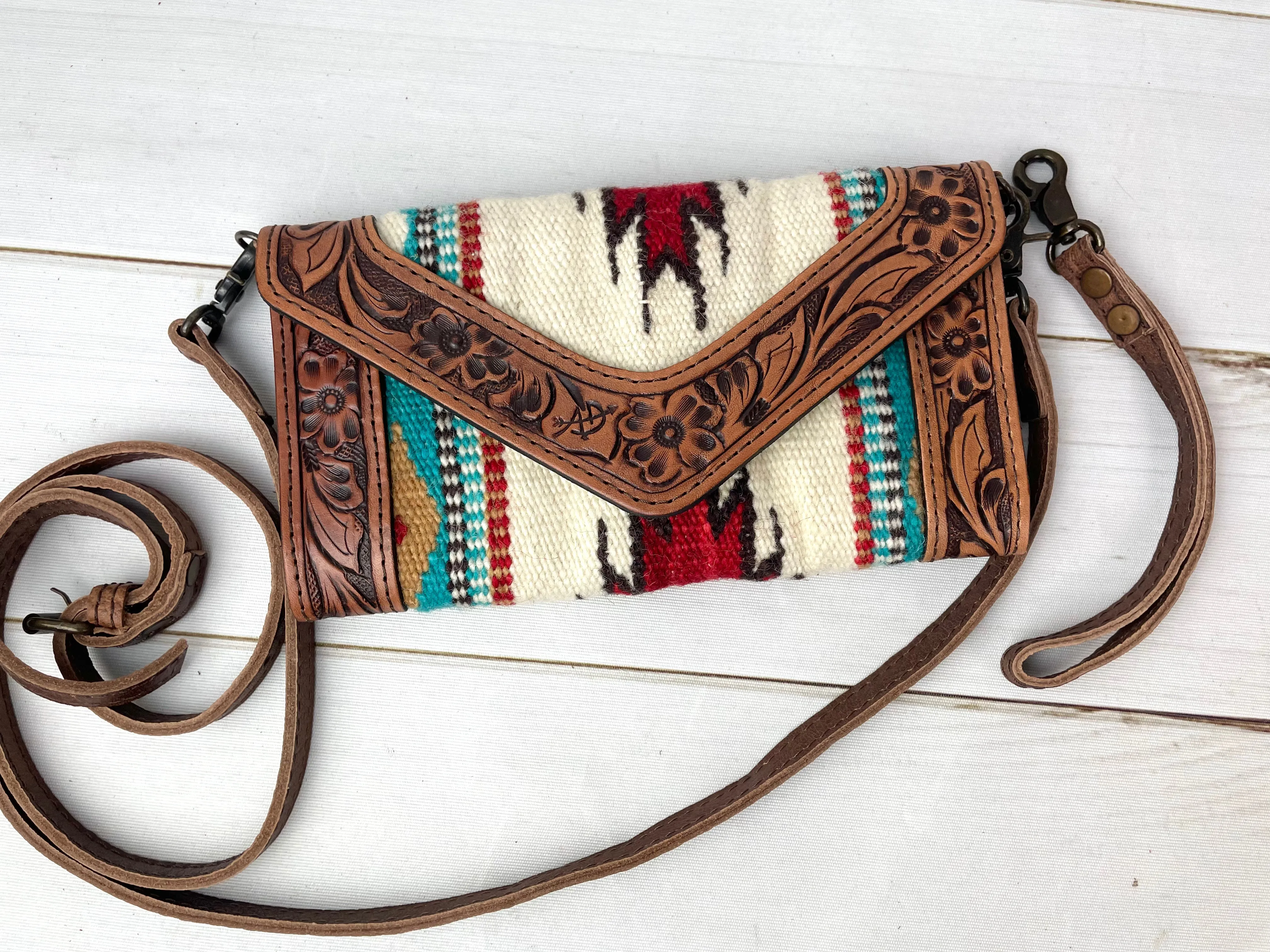 Woven Wool & Leather Snap Wallets