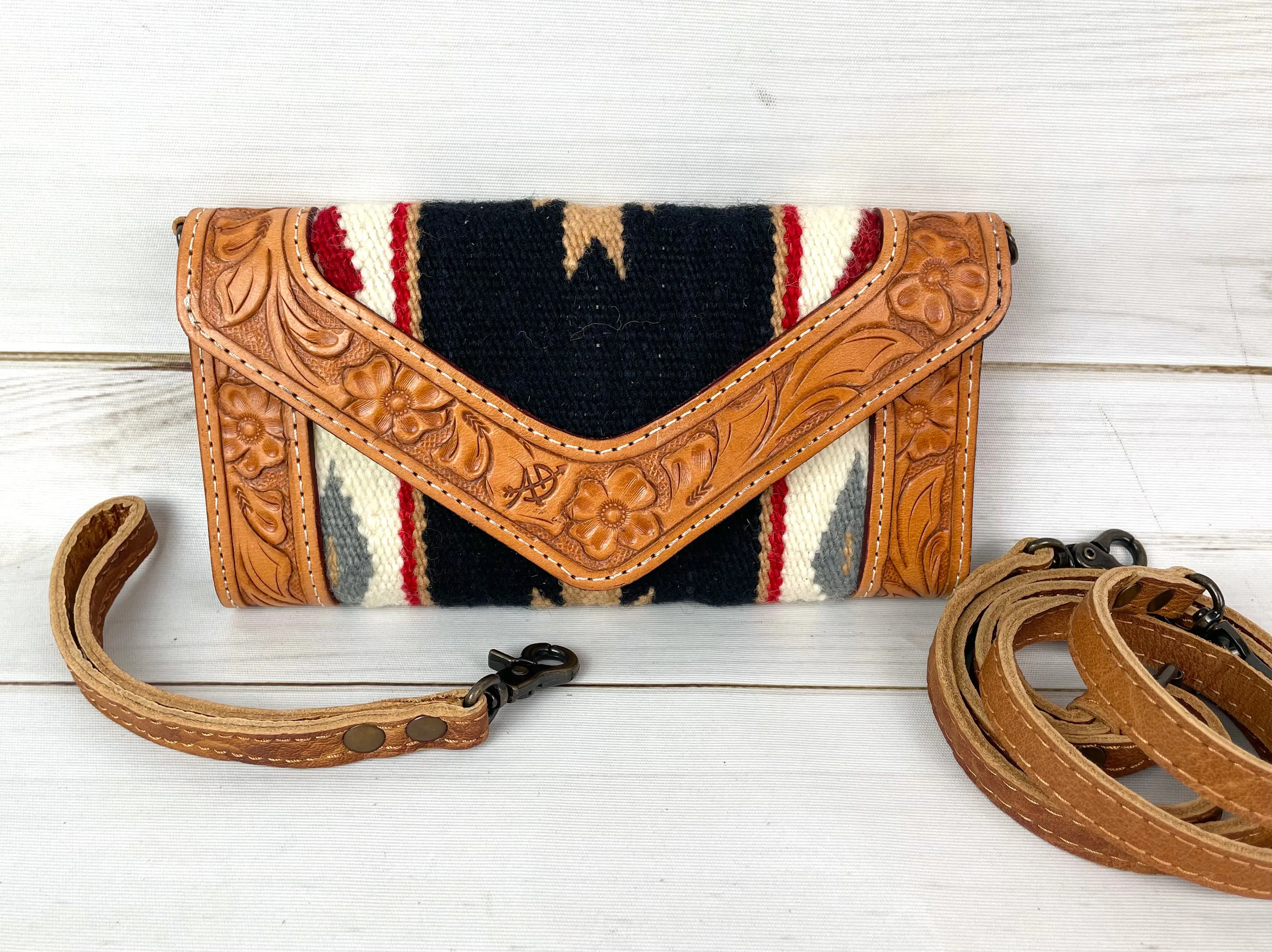 Woven Wool & Leather Snap Wallets