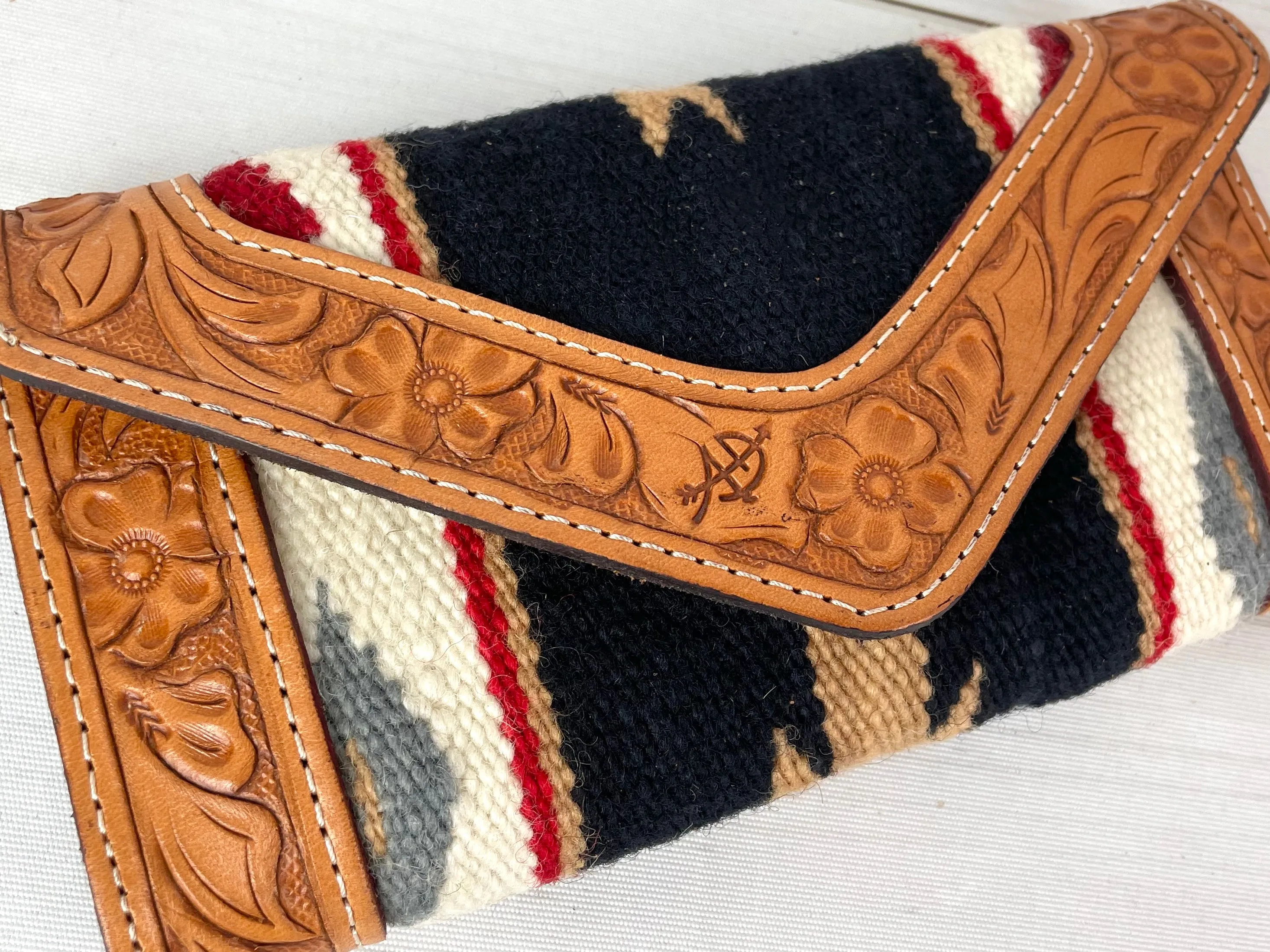 Woven Wool & Leather Snap Wallets