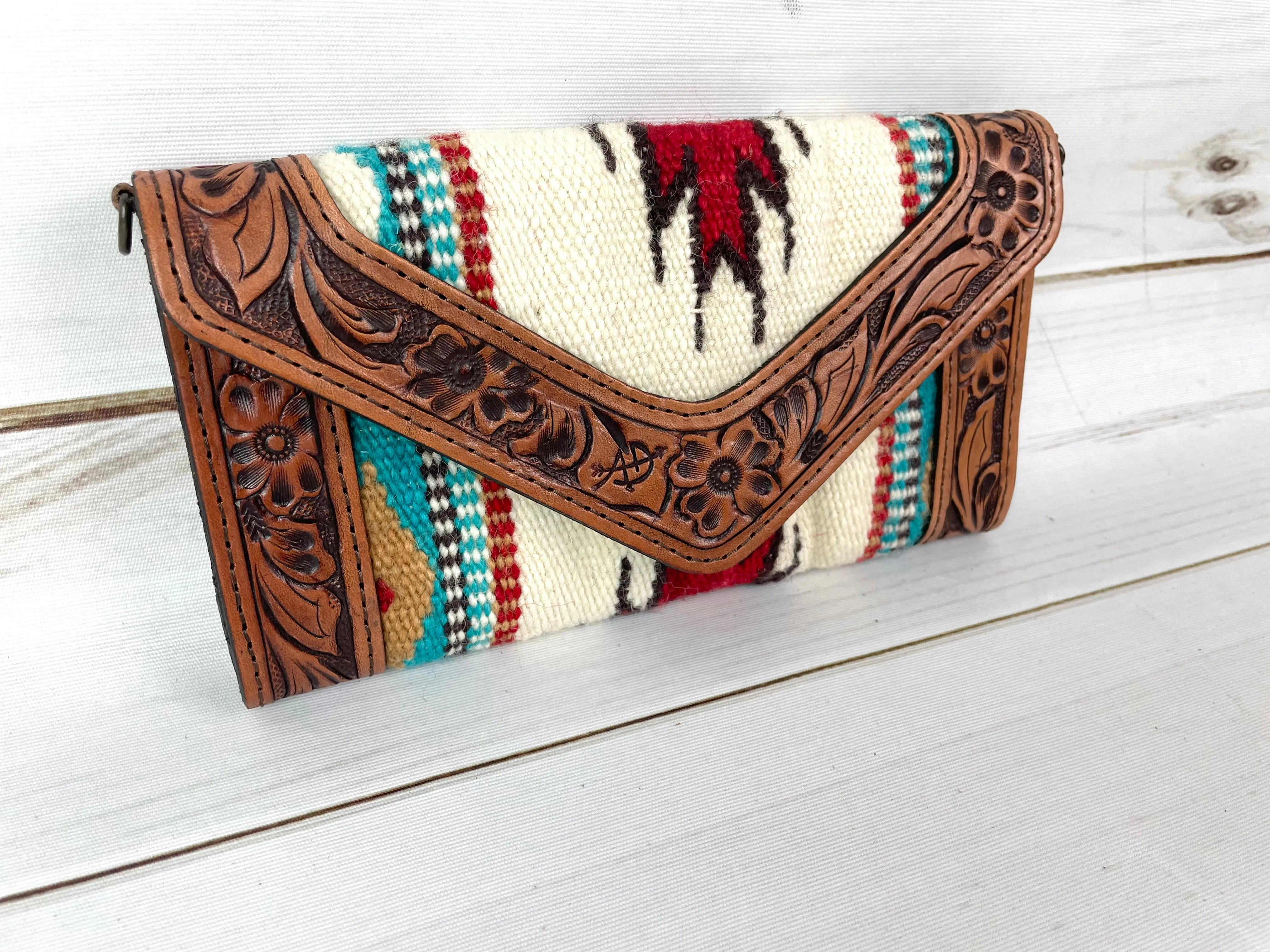 Woven Wool & Leather Snap Wallets