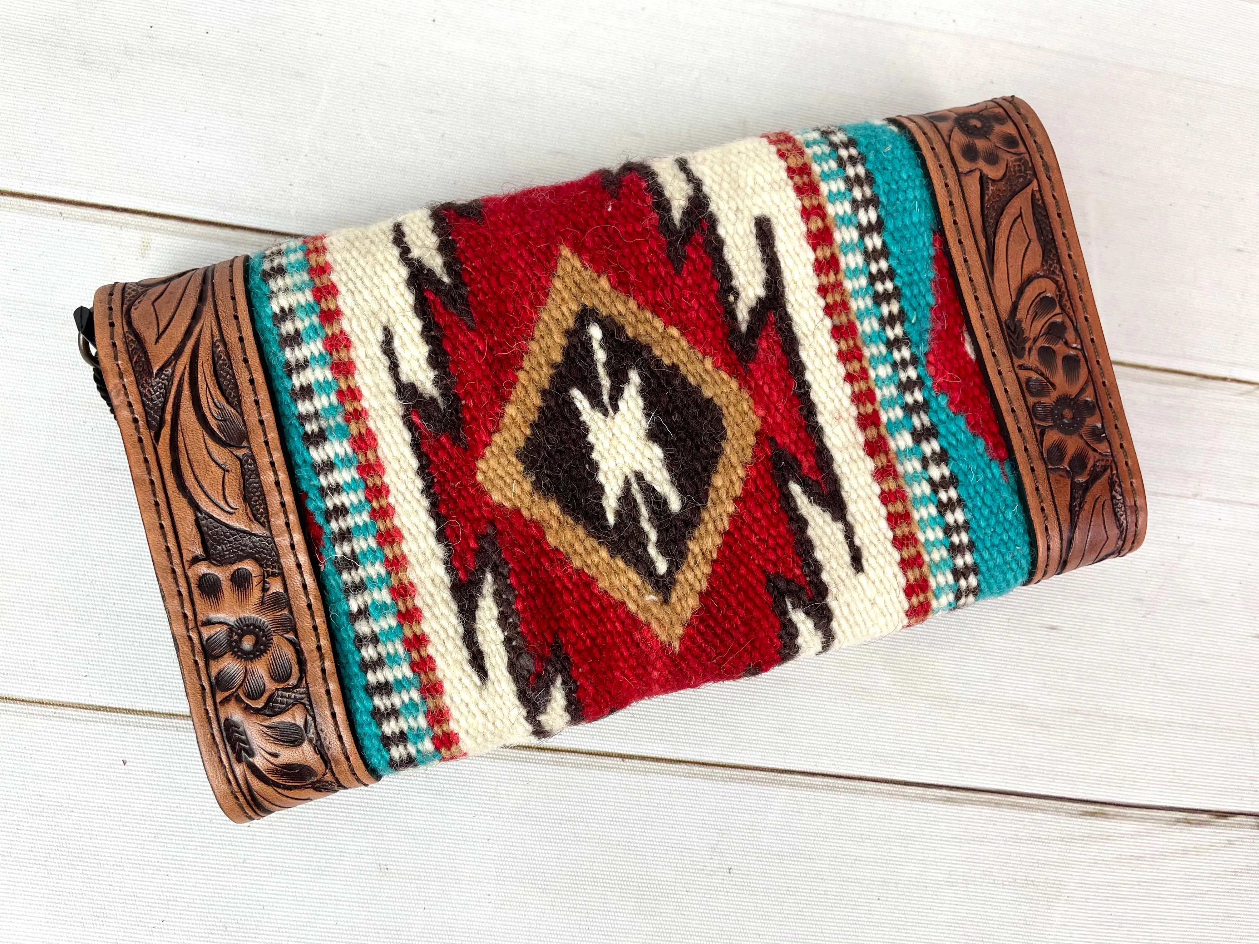 Woven Wool & Leather Snap Wallets
