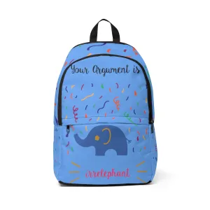 Your argument is irrelephant light blue Unisex Fabric Backpack