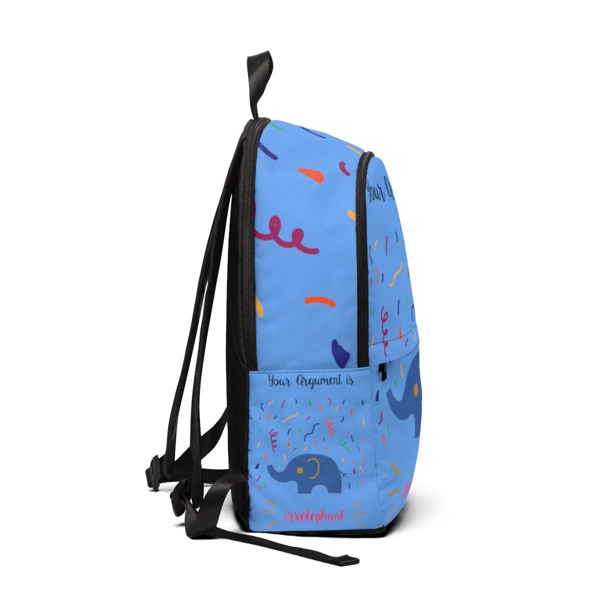 Your argument is irrelephant light blue Unisex Fabric Backpack