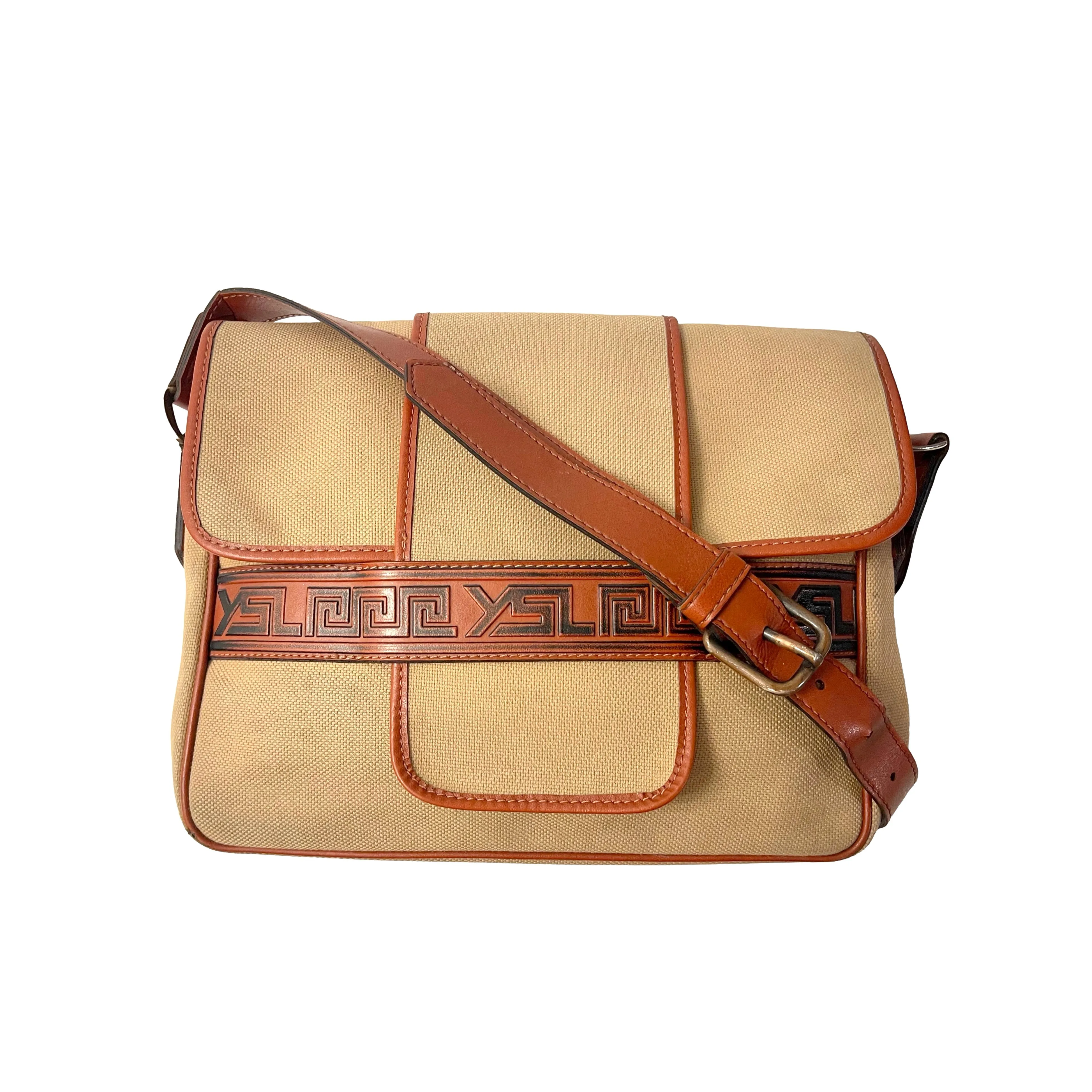 YSL Tan Logo Shoulder Bag
