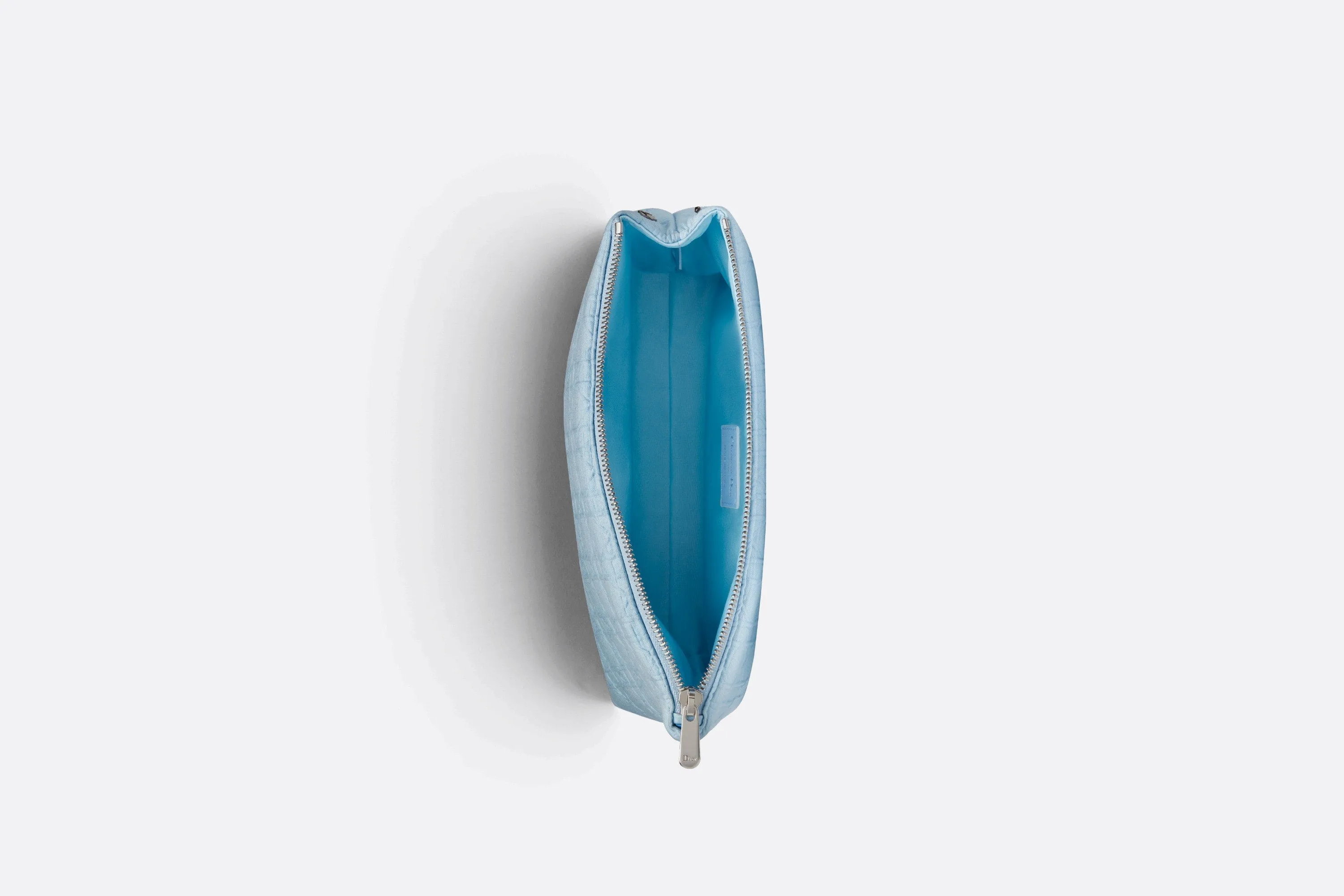 Zipped Pouch • Sky Blue Cannage Cotton Canvas