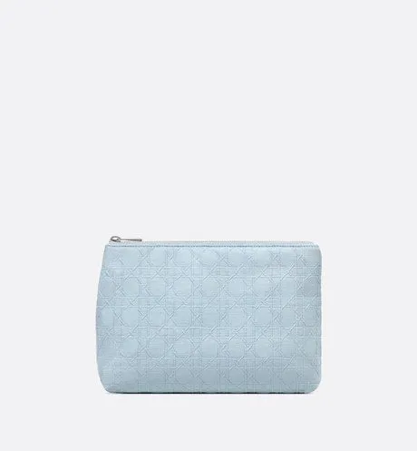 Zipped Pouch • Sky Blue Cannage Cotton Canvas