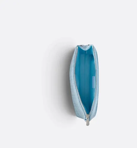 Zipped Pouch • Sky Blue Cannage Cotton Canvas
