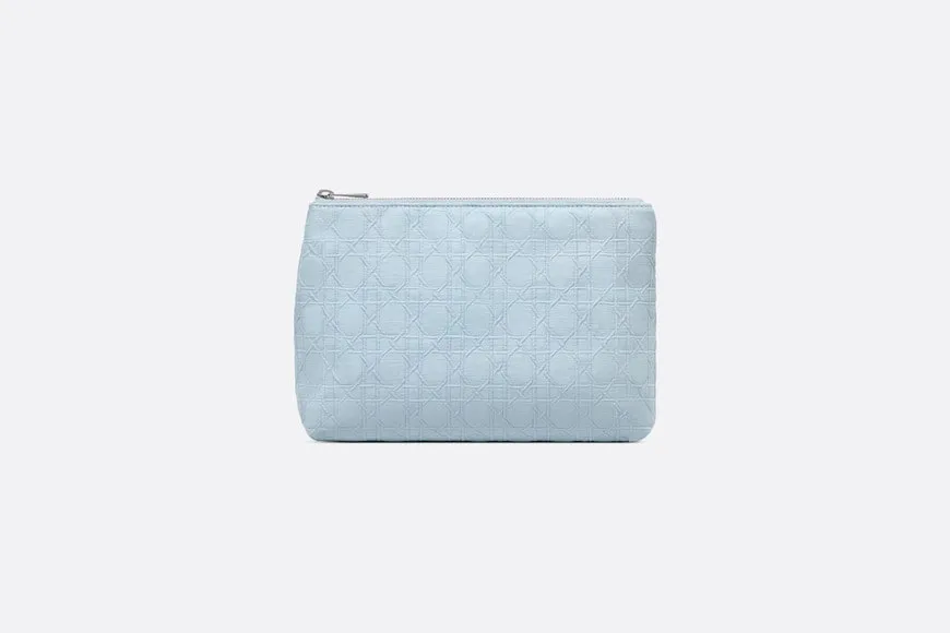 Zipped Pouch • Sky Blue Cannage Cotton Canvas